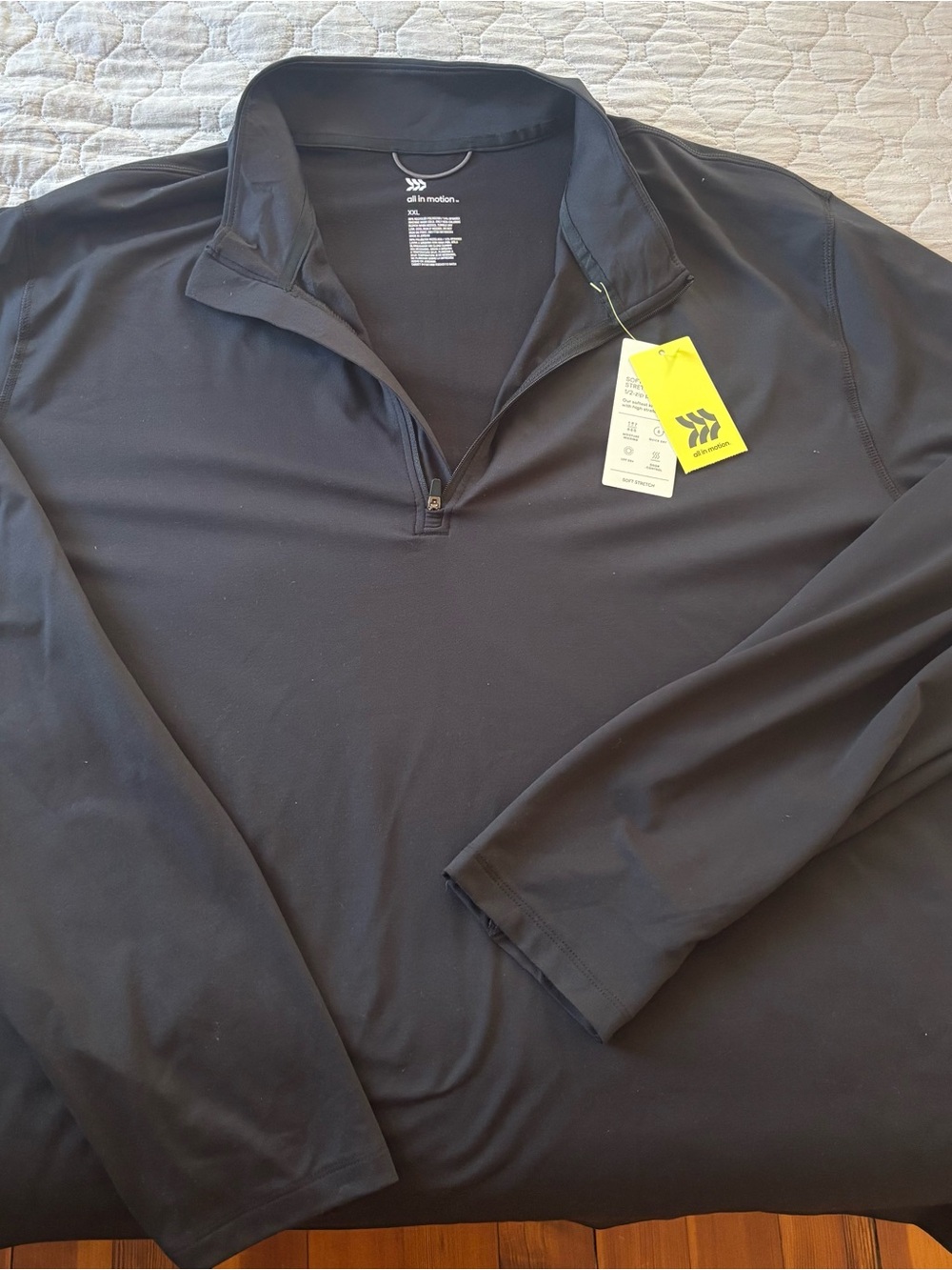all in motion Men's Black Long-Sleeve Quarter-Zip Pullover